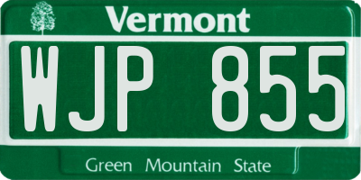 VT license plate WJP855