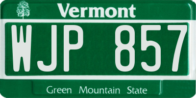 VT license plate WJP857