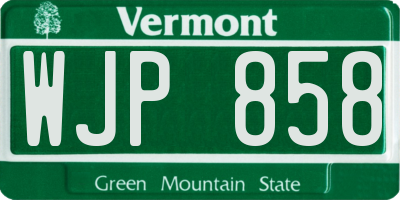 VT license plate WJP858