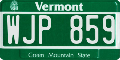 VT license plate WJP859