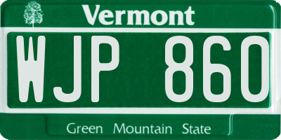 VT license plate WJP860