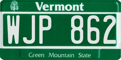 VT license plate WJP862