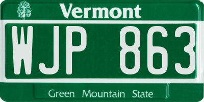 VT license plate WJP863