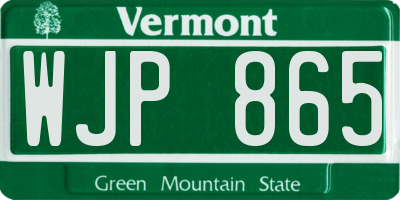 VT license plate WJP865