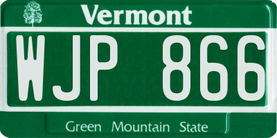 VT license plate WJP866