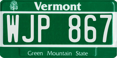 VT license plate WJP867