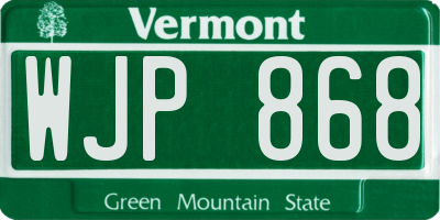 VT license plate WJP868