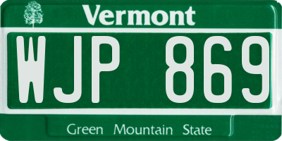 VT license plate WJP869