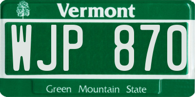 VT license plate WJP870