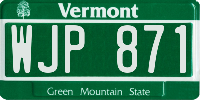 VT license plate WJP871