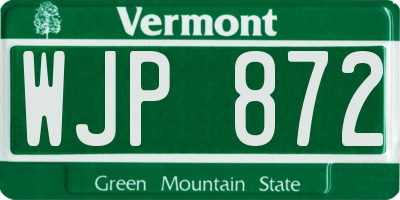 VT license plate WJP872