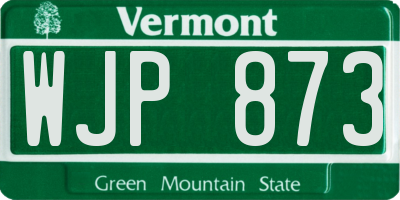 VT license plate WJP873
