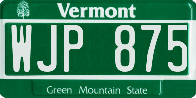 VT license plate WJP875