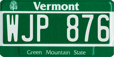 VT license plate WJP876