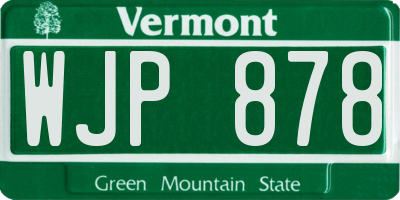 VT license plate WJP878