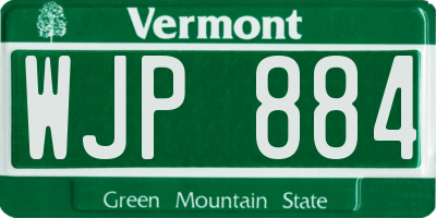 VT license plate WJP884