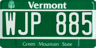 VT license plate WJP885