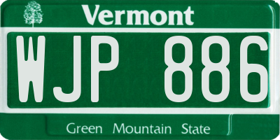 VT license plate WJP886