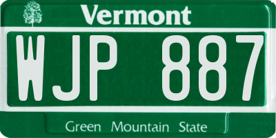 VT license plate WJP887