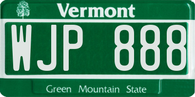 VT license plate WJP888