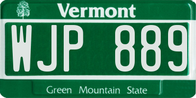 VT license plate WJP889