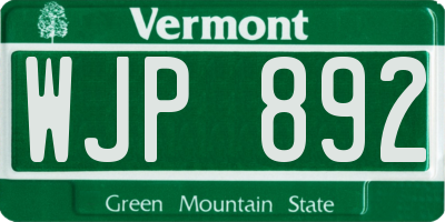 VT license plate WJP892