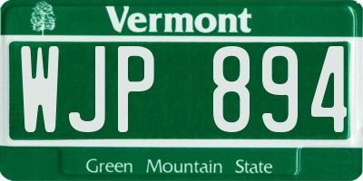 VT license plate WJP894