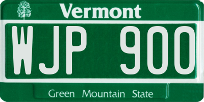 VT license plate WJP900