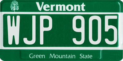 VT license plate WJP905