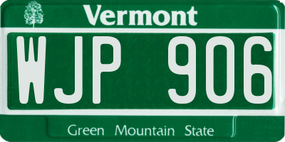 VT license plate WJP906