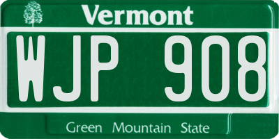 VT license plate WJP908