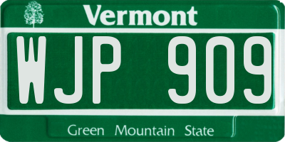 VT license plate WJP909