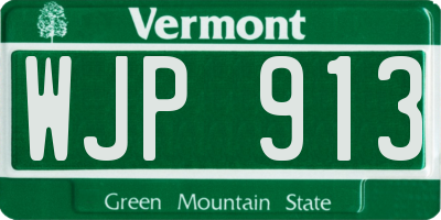 VT license plate WJP913