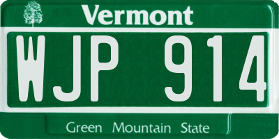 VT license plate WJP914