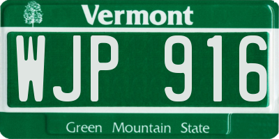 VT license plate WJP916