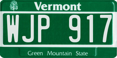 VT license plate WJP917