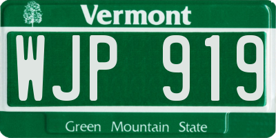 VT license plate WJP919