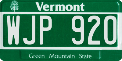 VT license plate WJP920