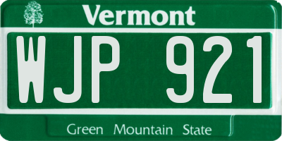 VT license plate WJP921