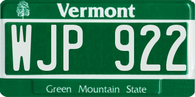 VT license plate WJP922