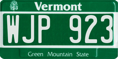 VT license plate WJP923