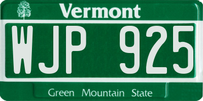 VT license plate WJP925