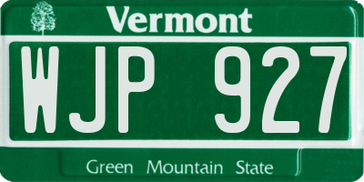 VT license plate WJP927