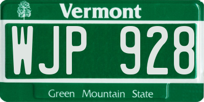 VT license plate WJP928