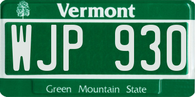 VT license plate WJP930