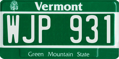 VT license plate WJP931