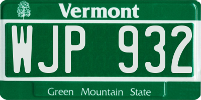 VT license plate WJP932