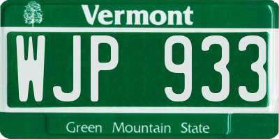 VT license plate WJP933