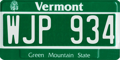 VT license plate WJP934