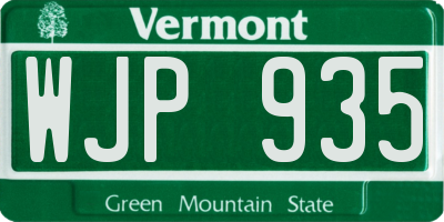 VT license plate WJP935